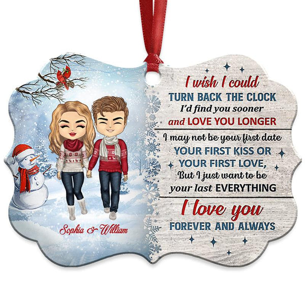 Personalized Custom Wooden Ornament - Couple Turn Back The Clock - Christmas Gift