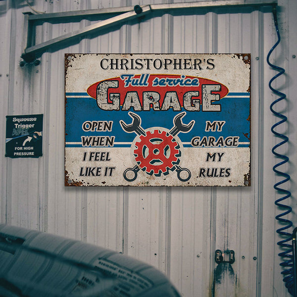 Personalized Auto Mechanic Garage Open When Customized Classic Metal Signs-Metal Sign-Thesunnyzone