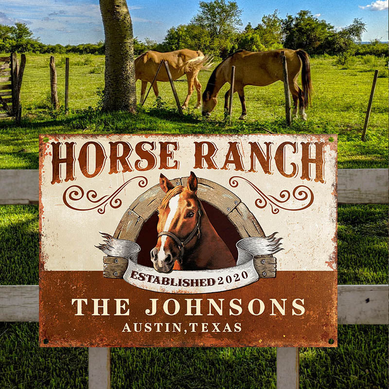 Personalized Horse Ranch Customized Classic Metal Signs-Metal Sign-Thesunnyzone