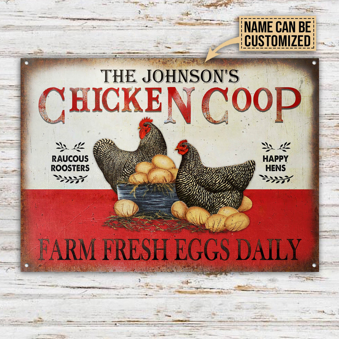 Personalized Chicken Fresh Eggs Daily Plymouth Rock Customized Classic Metal Signs-Metal Sign-Thesunnyzone