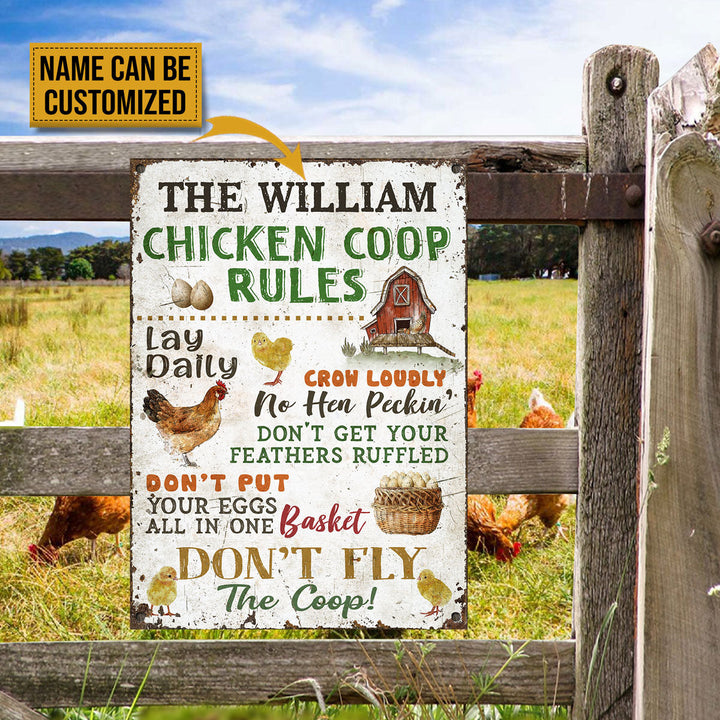 Personalized Chicken Coop Rules Customized Classic Metal Signs-Metal Sign-Thesunnyzone