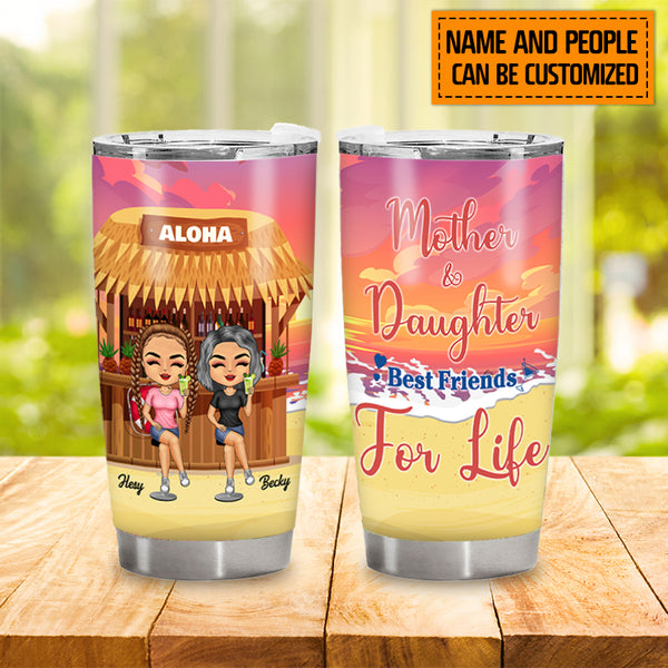 Mother And Children Forever Linked Together & Beach Tumbler - Gifts For Mother - Personalized Custom Tumbler