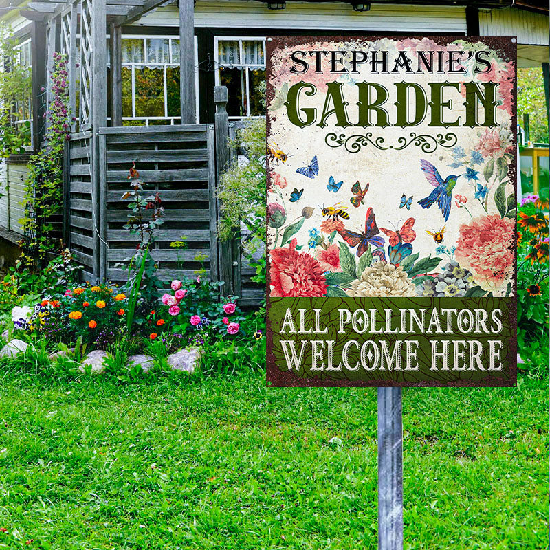 Personalized Garden Pollinators Welcome Customized Classic Metal Signs-Metal Sign-Thesunnyzone