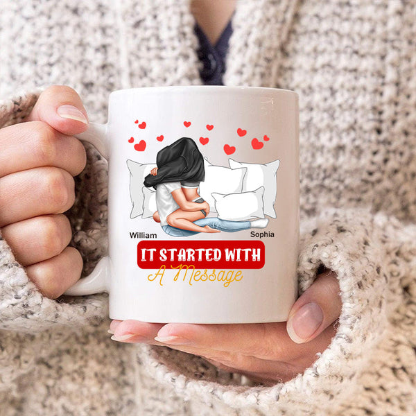 It Started With A Message - Personality Customized Mug - Gift For Couple - Valentine's Day Gift For Husband Wife