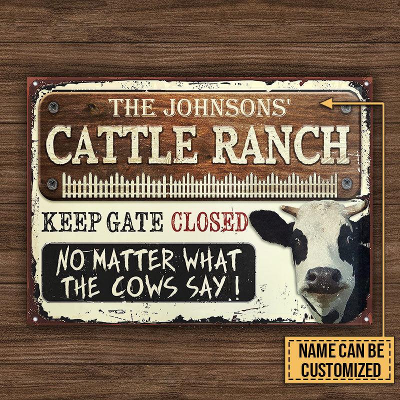 Dairy Farm Cattle Keep Gate Closed Custom Classic Metal Signs-Metal Sign-Thesunnyzone