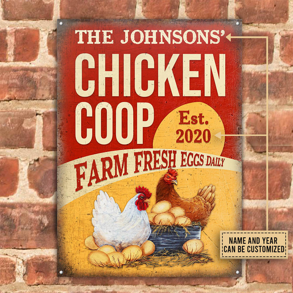 Personalized Chicken Coop Fresh Eggs Customized Classic Metal Signs-Metal Sign-Thesunnyzone