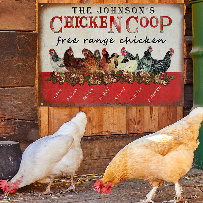 Personalized Chicken Coop Free Range Chicken Customized Classic Metal Signs-Metal Sign-Thesunnyzone