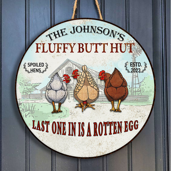 Personalized Chicken Fluffy Butt Hut Nuggets Customized Classic Door Signs