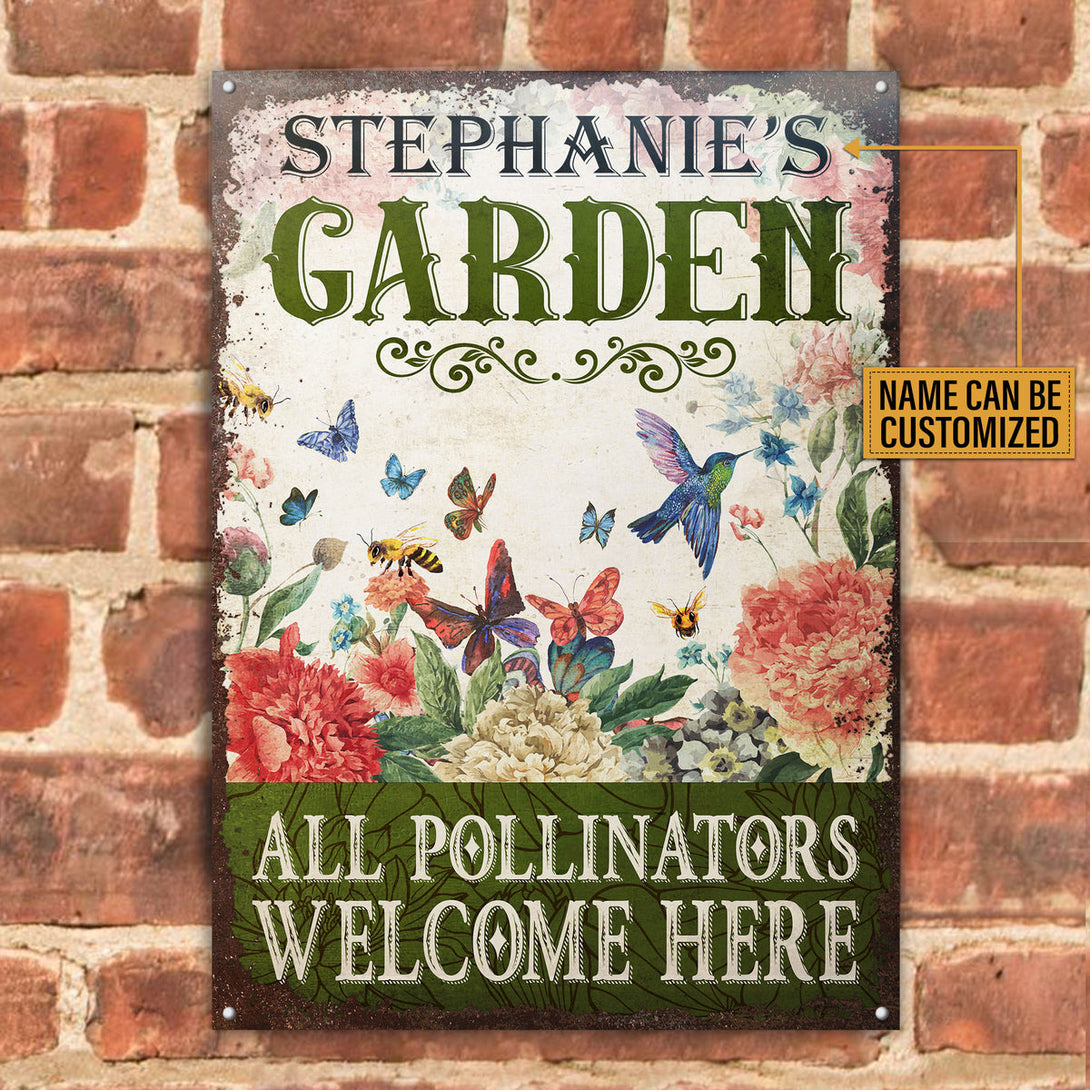 Personalized Garden Pollinators Welcome Customized Classic Metal Signs-Metal Sign-Thesunnyzone