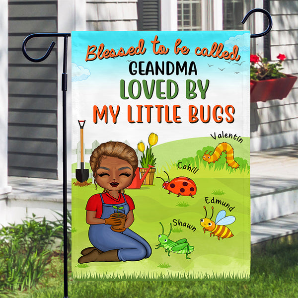 Loved By My Little Bugs Gardening Lady - Gift For Women - Personalized Custom Flag