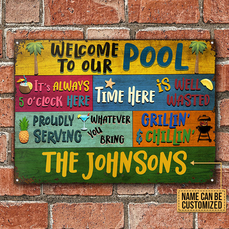 Personalized Swimming Pool Welcome To Our Custom Classic Metal Signs-Metal Sign-Thesunnyzone