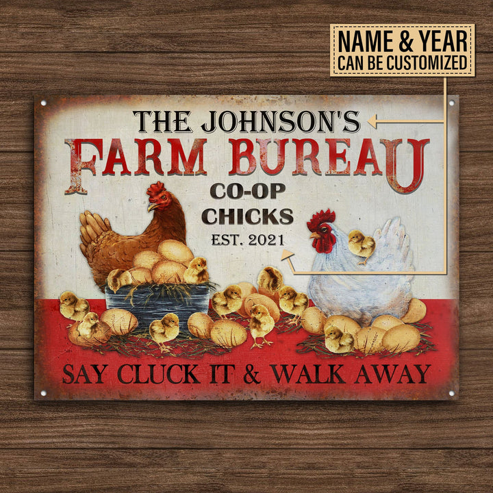 Personalized Chicken Farm Bureau Customized Classic Metal Signs-Metal Sign-Thesunnyzone