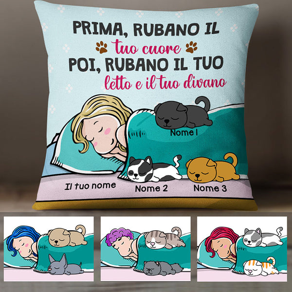 Personalized Pillows, Custom Gift for Cat Lovers, Cat Gatti Tuo Cuore Pillow