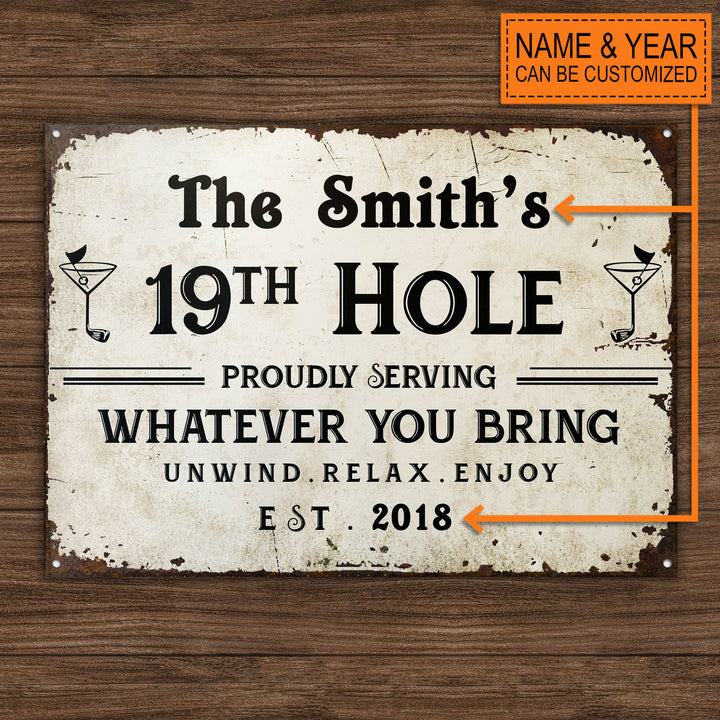 Personalized Golf 19th Hole Customized Classic Metal Signs-Metal Sign-Thesunnyzone