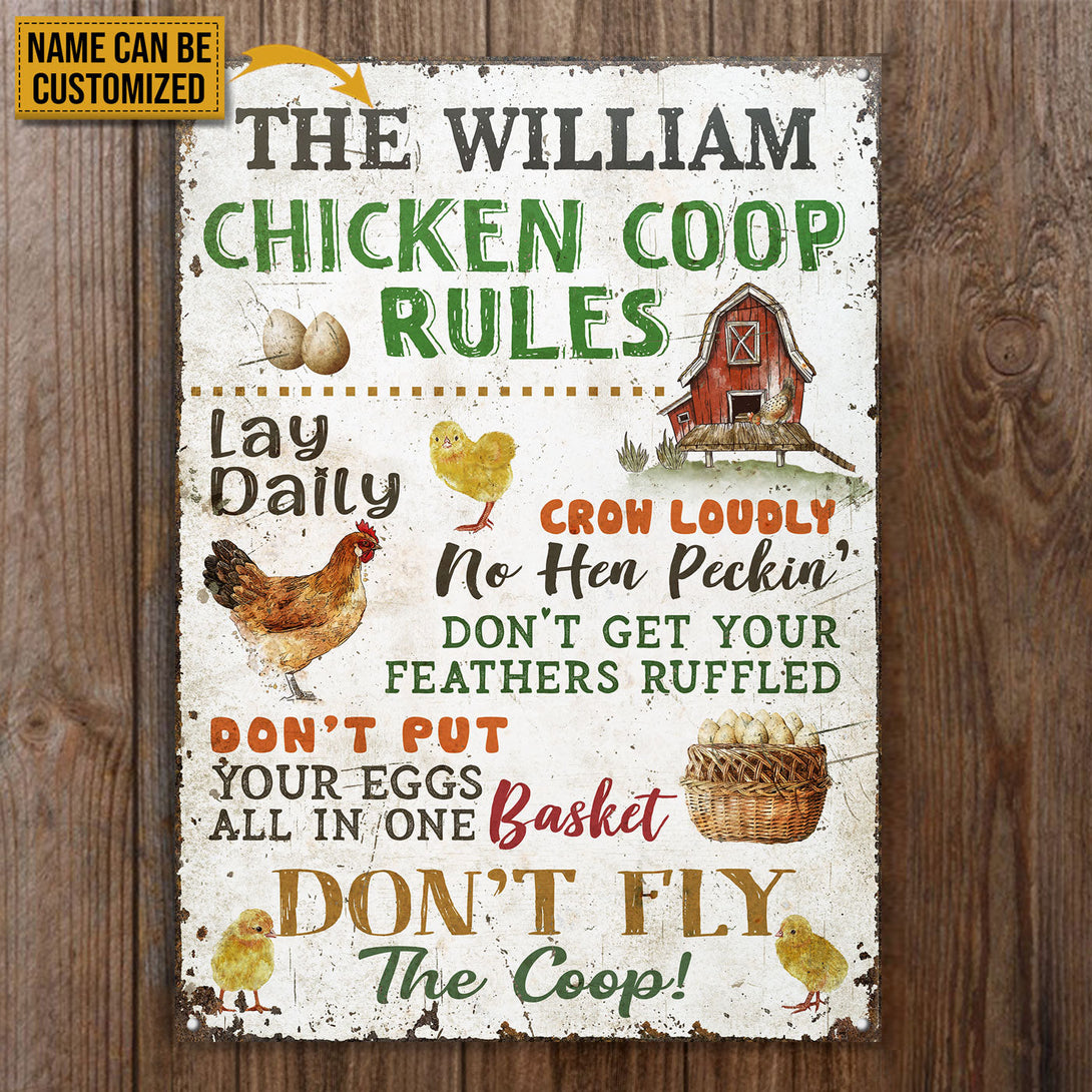 Personalized Chicken Coop Rules Customized Classic Metal Signs-Metal Sign-Thesunnyzone