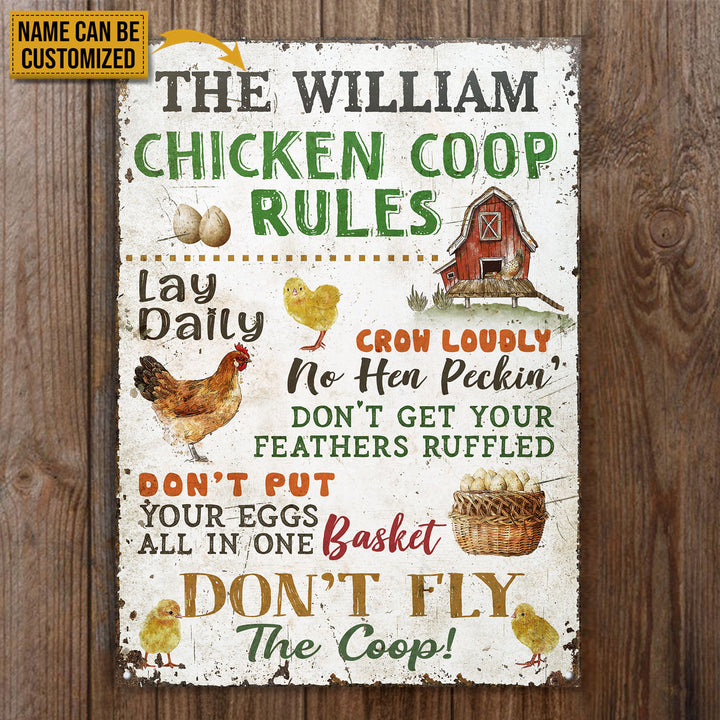 Personalized Chicken Coop Rules Customized Classic Metal Signs-Metal Sign-Thesunnyzone