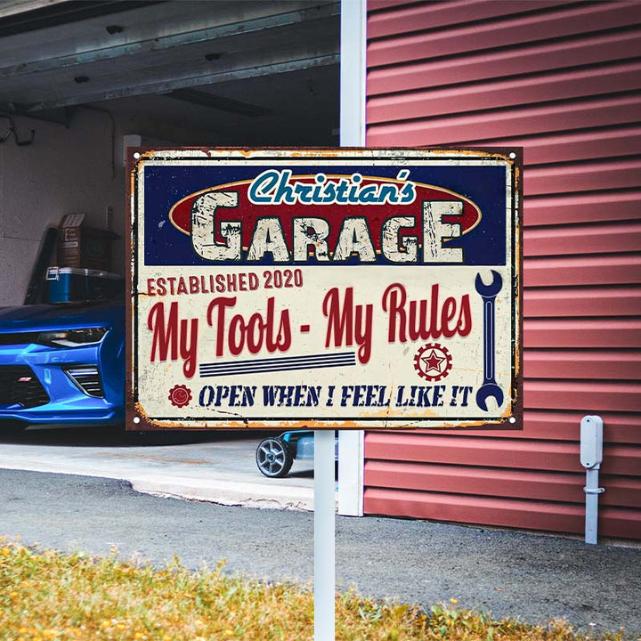 Personalized Auto Garage My Garage My Tools Customized Classic Metal Signs-Metal Sign-Thesunnyzone