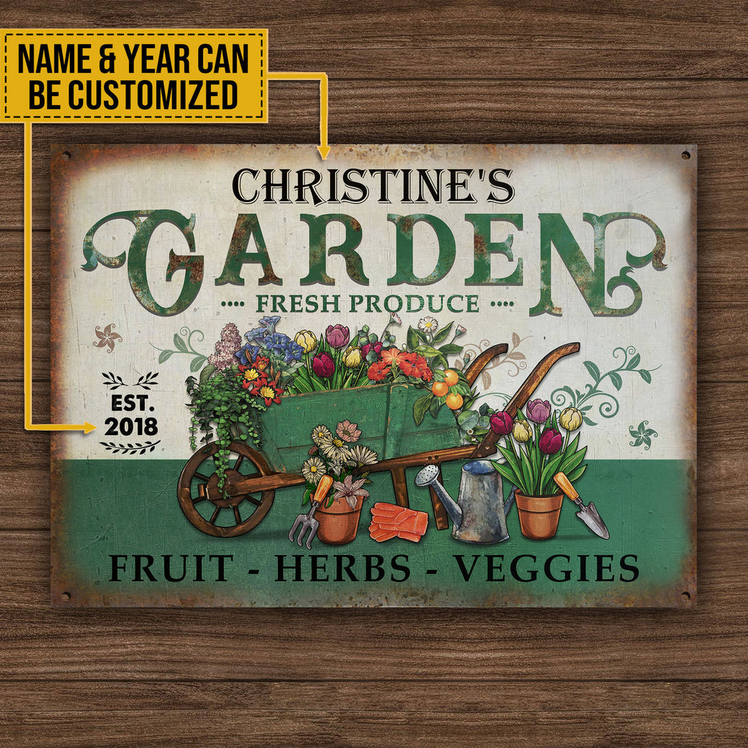 Personalized Garden Fresh Produce Plant Smiles Grow Love Vintage Customized Classic Metal Signs-Metal Sign-Thesunnyzone