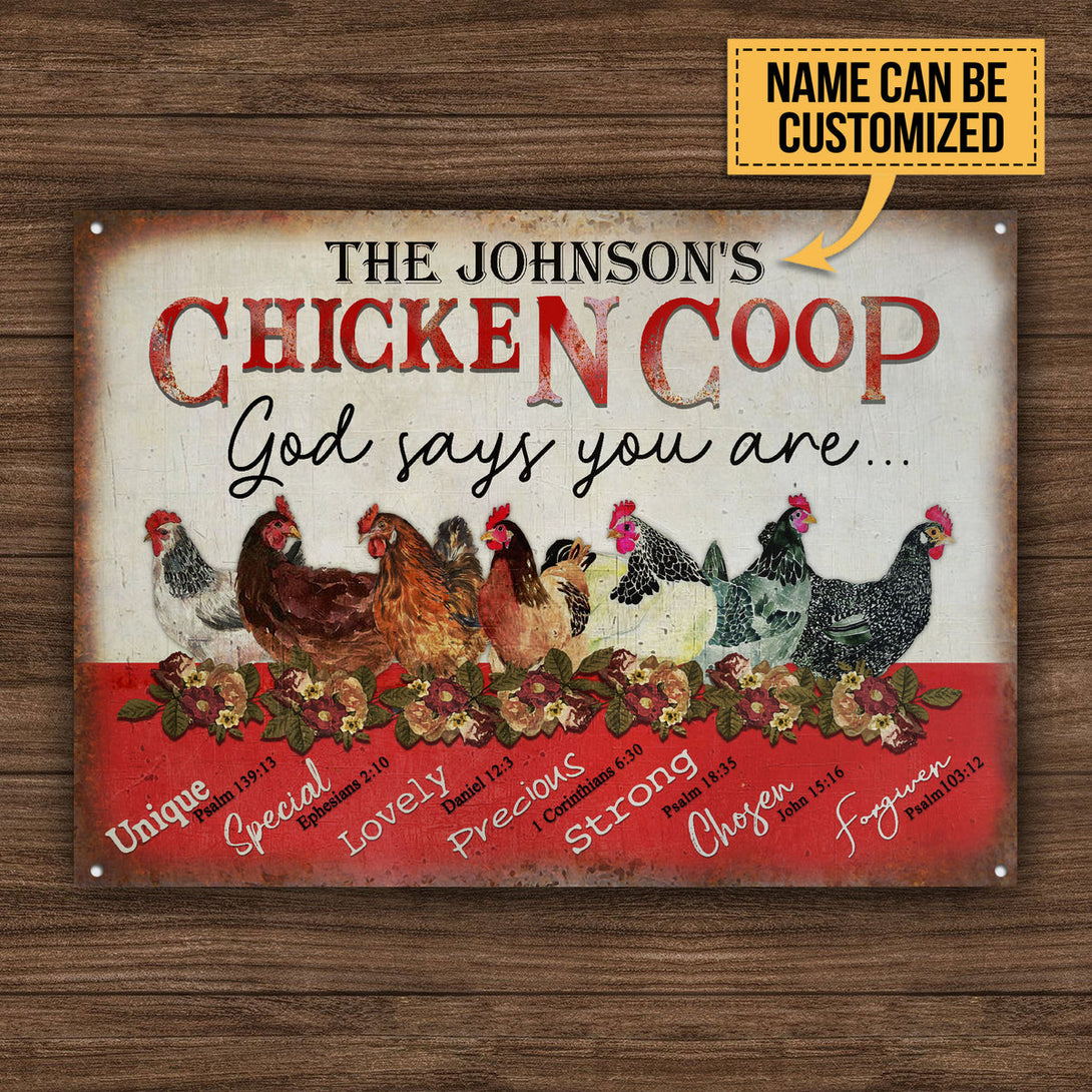 Personalized Chicken Coop God Says Customized Classic Metal Signs-Metal Sign-Thesunnyzone