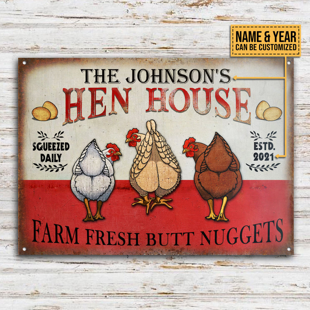 Personalized Chicken Hen House Nuggets Customized Classic Metal Signs-Metal Sign-Thesunnyzone