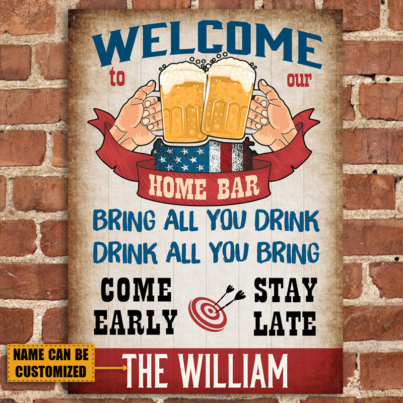 Home Bar Welcome - Backyard Sign - Personalized Custom Classic Metal Signs-Metal Sign-Thesunnyzone