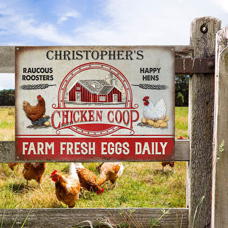 Personalized Chicken Coop Farm Fresh Eggs Customized Classic Metal Signs-Metal Sign-Thesunnyzone