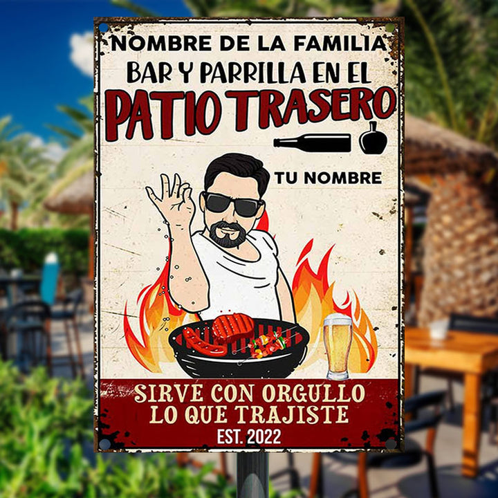 Outdoor Backyard Bar Man Spanish Patio Metal Sign-Metal Sign-Thesunnyzone