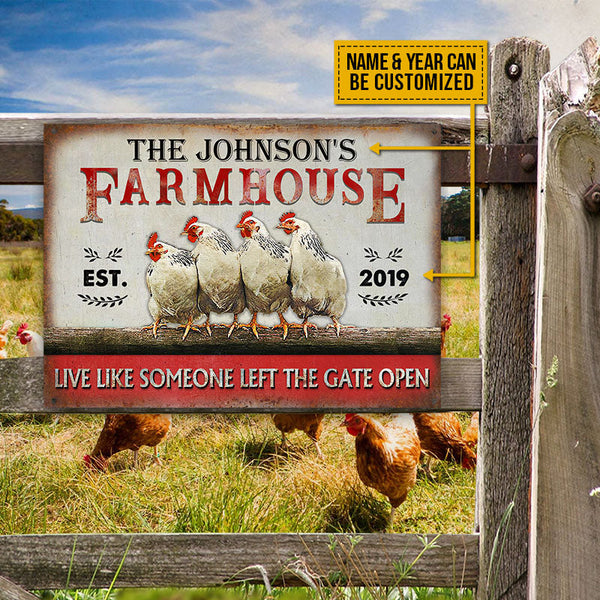 Personalized Chicken Farmhouse The Gate Open Customized Classic Metal Signs-Metal Sign-Thesunnyzone