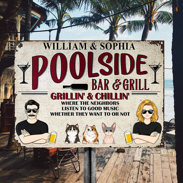 Listen To Good Music Dog Cat Lovers - Poolside Bar - Personalized Custom Classic Metal Signs