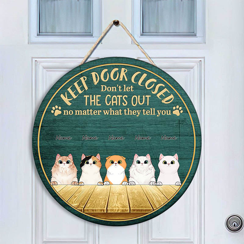 Peeking Cat Keep Door Closed Funny Personalized Cat Door Sign peeking-cat-keep-door-closed-funny-personalized-cat-door-sign