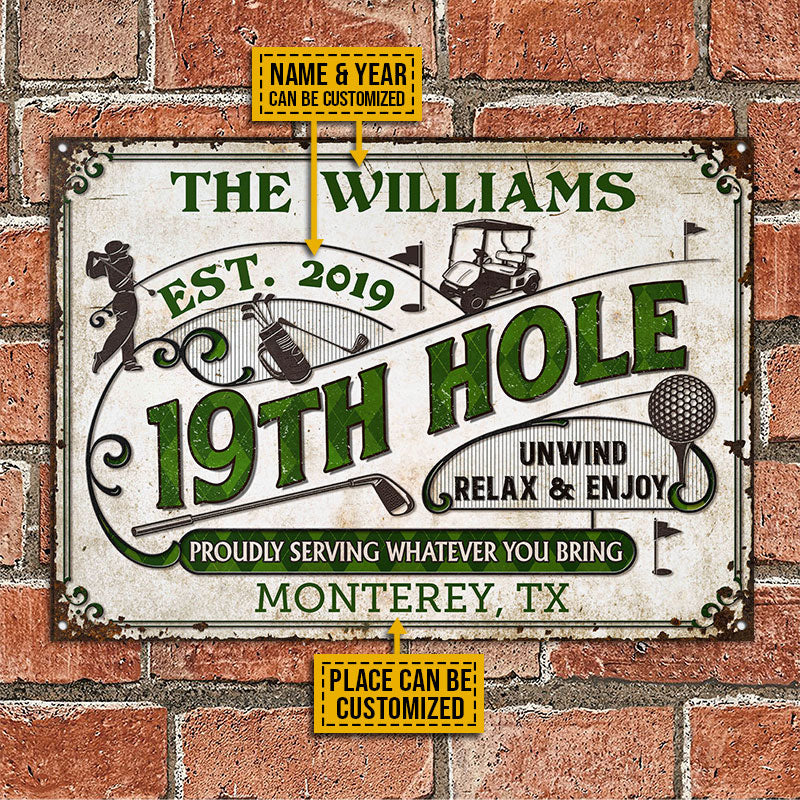 Personalized Golf 19th Hole Proudly Customized Classic Metal Signs-Metal Sign-Thesunnyzone