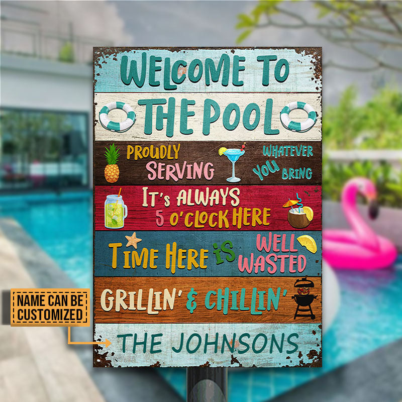 Swimming Pool Proudly Serving Grillin' Custom Classic Metal Signs