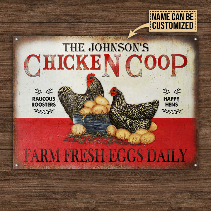 Personalized Chicken Fresh Eggs Daily Plymouth Rock Customized Classic Metal Signs-Metal Sign-Thesunnyzone