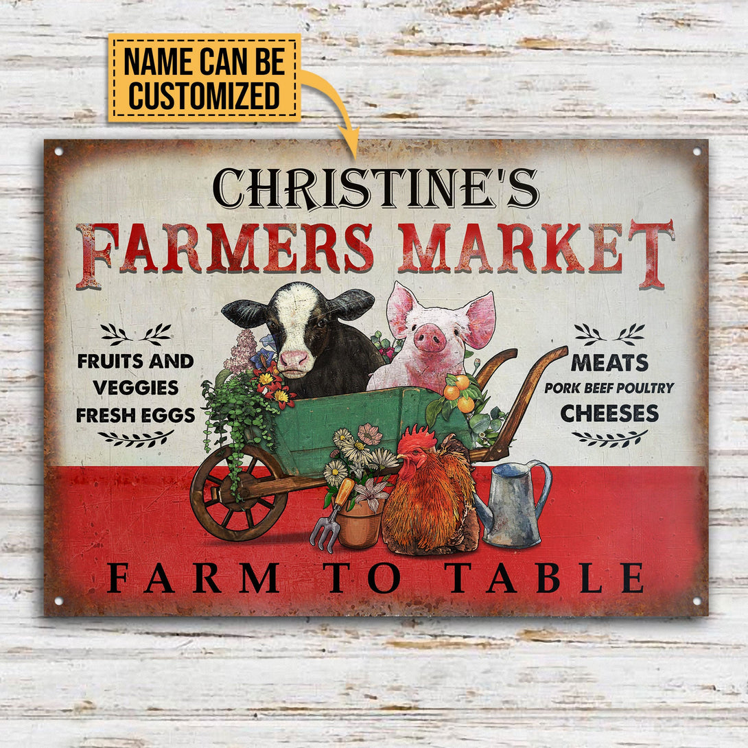 Personalized Farmers Market Farm To Table Customized Classic Metal Signs-Metal Sign-Thesunnyzone