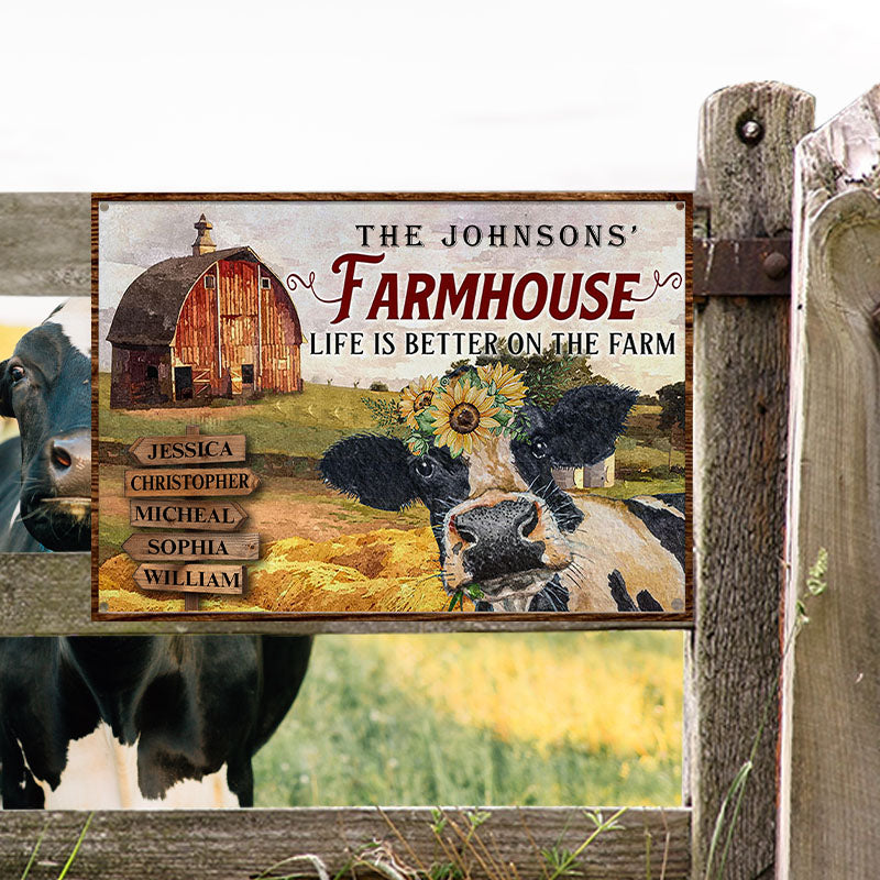 Farm Cattle Metal Signs Farmhouse Life Is Better On The Farm Custom Classic Metal Signs-Metal Sign-Thesunnyzone