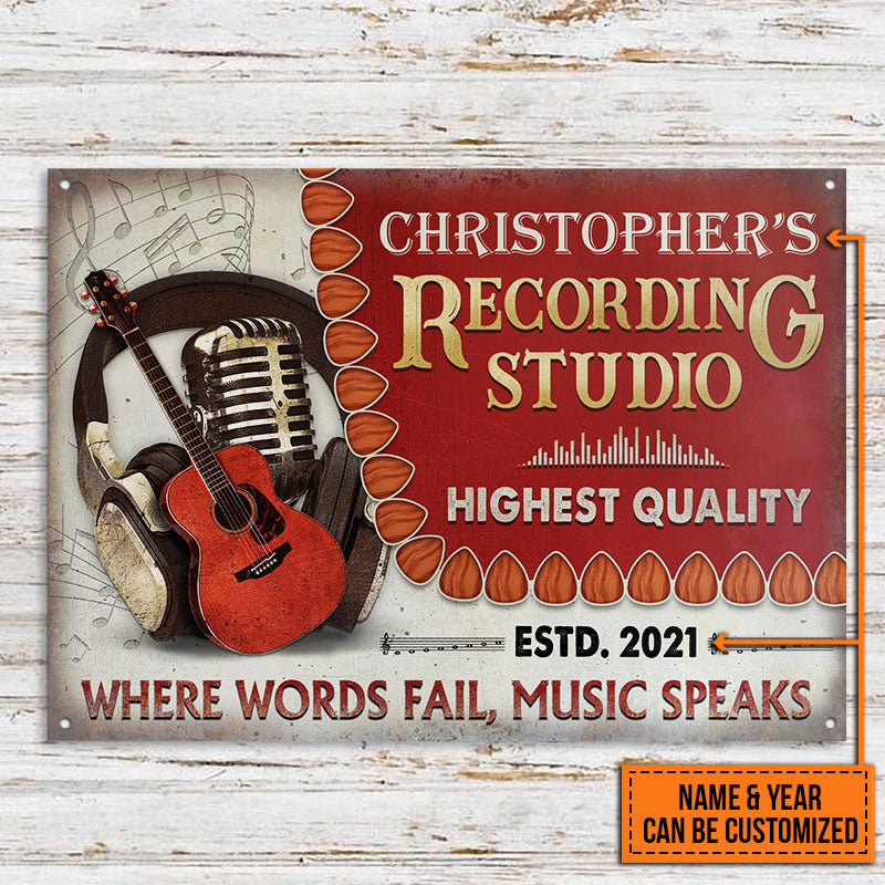 Personalized Acoustic Guitar Where Words Customized Classic Metal Signs-Metal Sign-Thesunnyzone