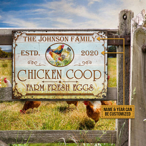 Farm Chicken Coop Fresh Eggs Custom Classic Metal Signs, Farm Sign, Chicken Coop, Farm Decor-Metal Sign-Thesunnyzone