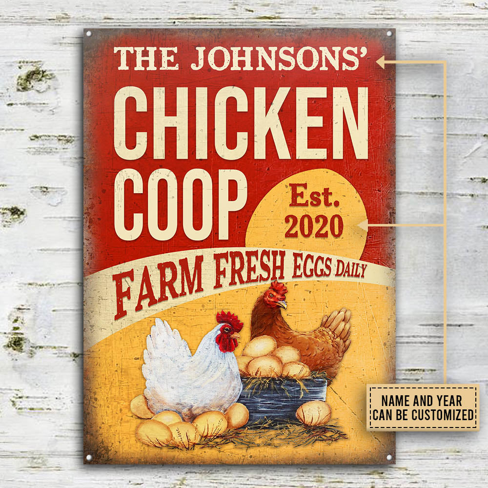 Personalized Chicken Coop Fresh Eggs Customized Classic Metal Signs-Metal Sign-Thesunnyzone