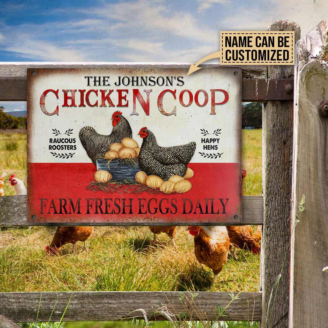 Personalized Chicken Fresh Eggs Daily Plymouth Rock Customized Classic Metal Signs-Metal Sign-Thesunnyzone