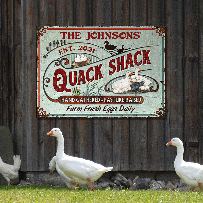 Personalized Duck Quack Shack Pasture Raised Custom Classic Metal Signs