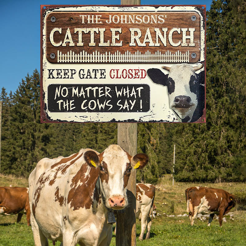 Dairy Farm Cattle Keep Gate Closed Custom Classic Metal Signs-Metal Sign-Thesunnyzone