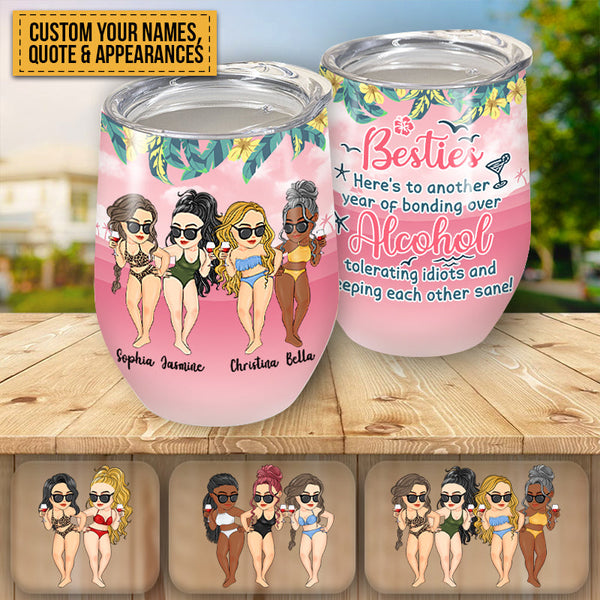 Personalized Wine Tumbler - Best Friend Gift - Birthday Gift For Beach Lovers