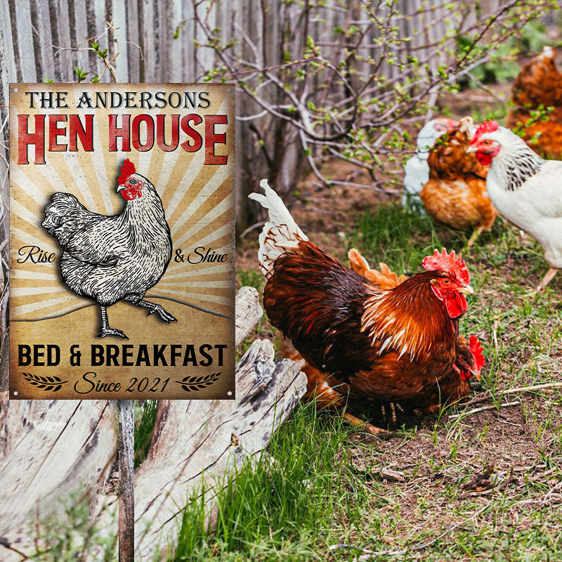 Chicken Hen House Custom Classic Metal Signs, Chicken Decor, Farmhouse Decor-Metal Sign-Thesunnyzone