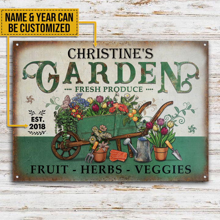 Personalized Garden Fresh Produce Plant Smiles Grow Love Vintage Customized Classic Metal Signs-Metal Sign-Thesunnyzone