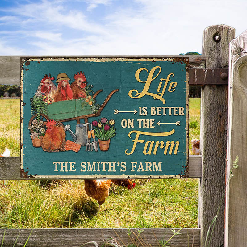 Farmhouse Green Life Is Better On The Farm Custom Classic Metal Signs-Metal Sign-Thesunnyzone