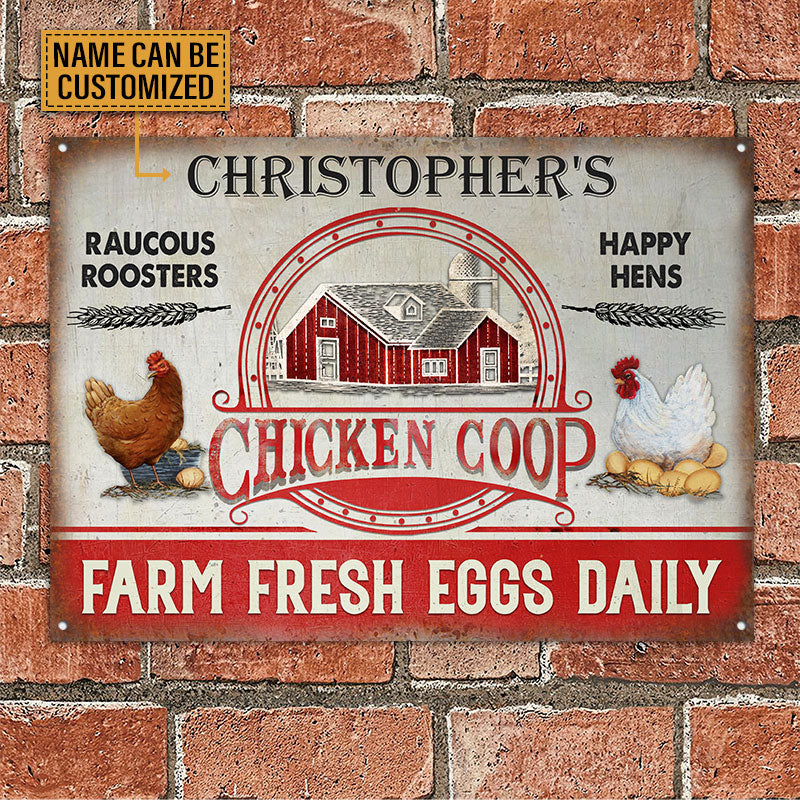 Personalized Chicken Coop Farm Fresh Eggs Customized Classic Metal Signs-Metal Sign-Thesunnyzone