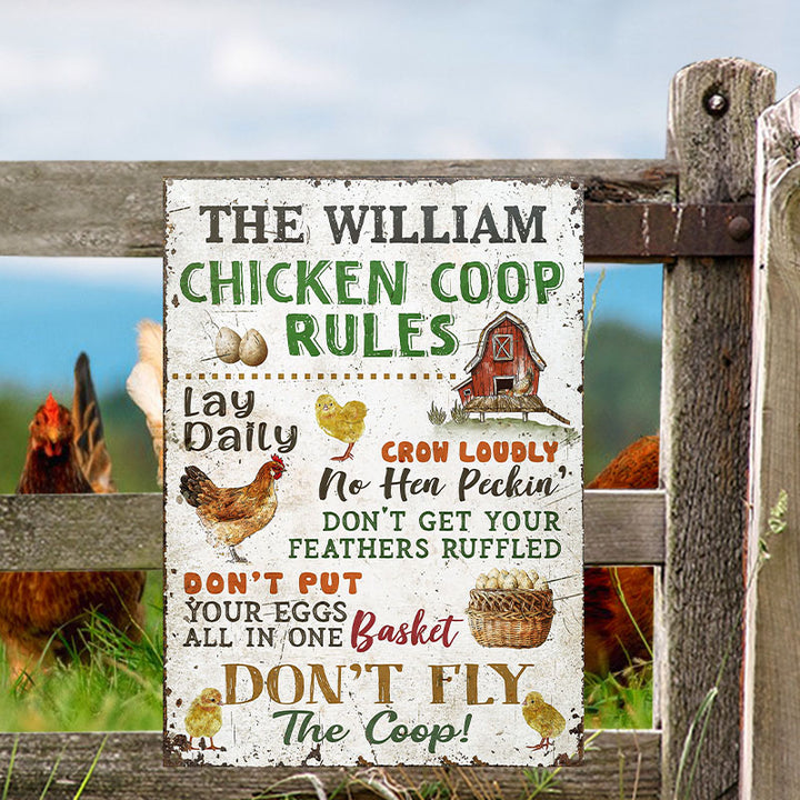Personalized Chicken Coop Rules Customized Classic Metal Signs-Metal Sign-Thesunnyzone