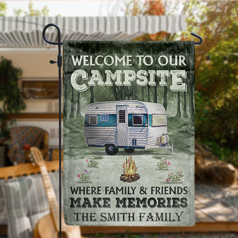 Personalized Camping Welcome To Our Campsite Custom RV Customized Flag-Flag-Thesunnyzone