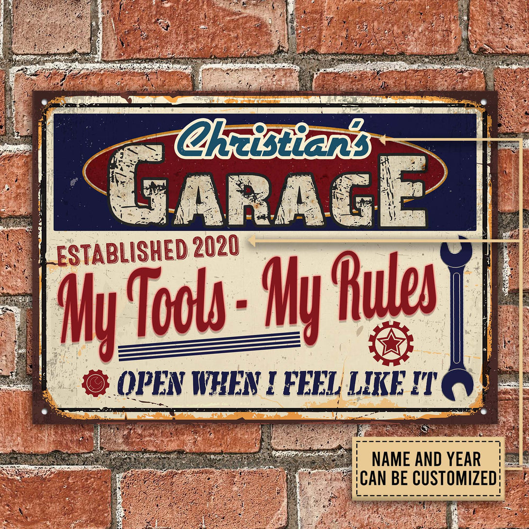 Personalized Auto Garage My Garage My Tools Customized Classic Metal Signs-Metal Sign-Thesunnyzone