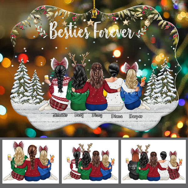 Besties To Another Year Of Bonding Alcohol - Personalized Ornament - Christmas Gift For Best Friends